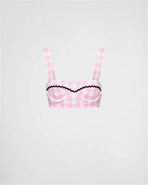 prada brallete|Pink/black Gingham Check Bralette Top .